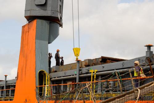 Fin de journée de travail sur le terminal céréalier